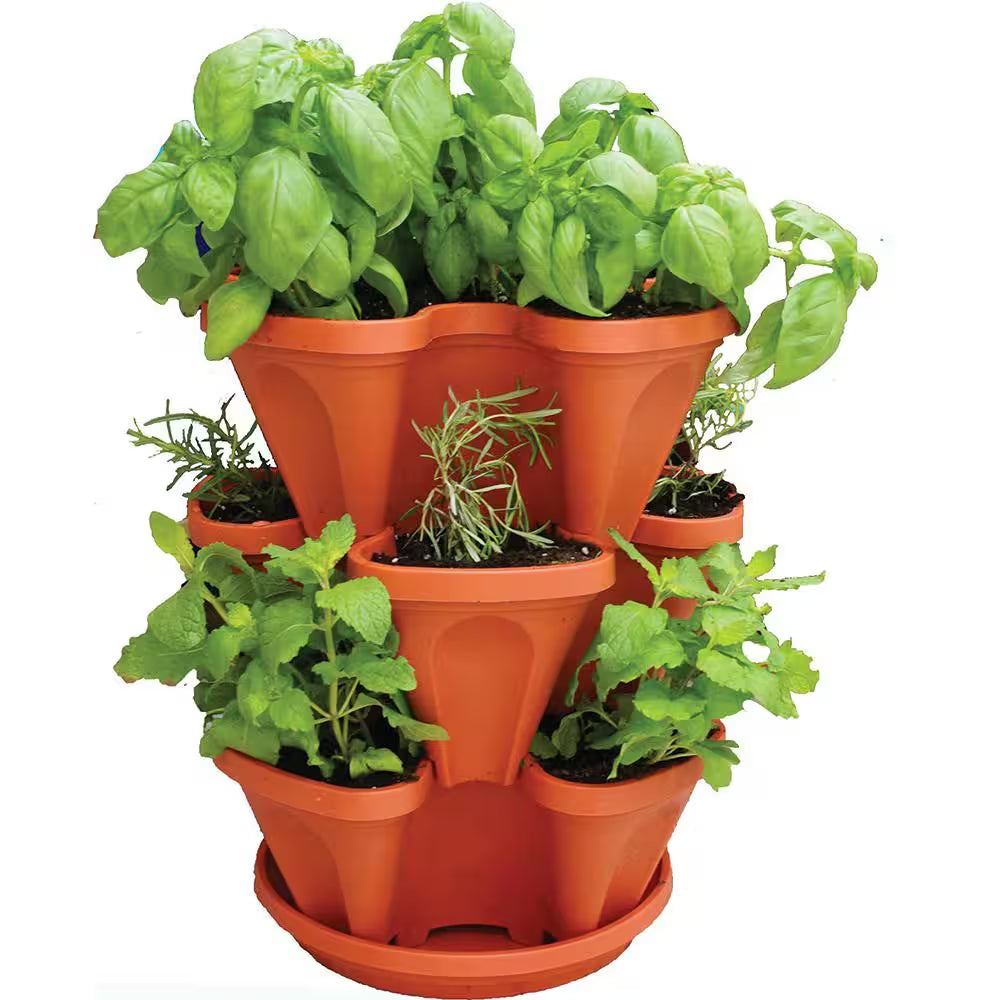 12 In. X 5.5 In. Terracotta Plastic Vertical Stackable Planter (3-Pack)